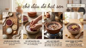 Cach nau che dau do hat sen bui beo, giai nhiet tai nha